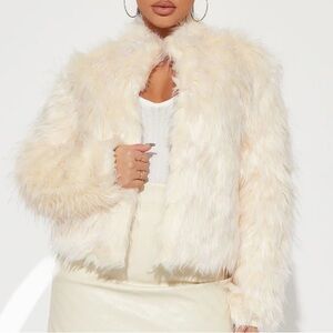 Fashion Nova Cream Teddy Jacket